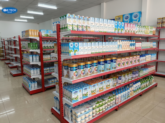 Các loại kệ trưng bày sữa Nghệ An phổ biến